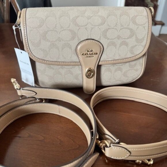 Coach Hadley Shoulder Bag With Signature Canvas - Picture 1 of 9